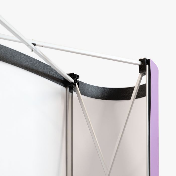 Beurswanden Gebogen pop-up wand achterkant detail