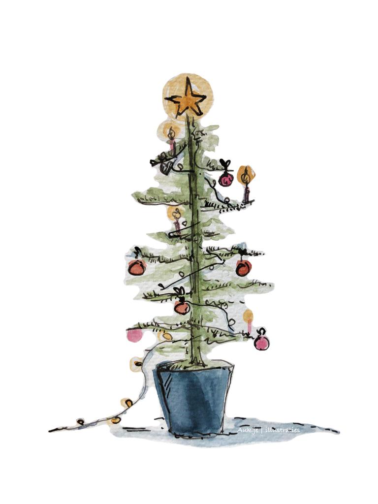 Kerstkaarten "kerstboom" door Aukje Visser
